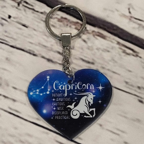 New Zodiac Universe Blue Heart Capricorn Keychain - Picture 6 of 6